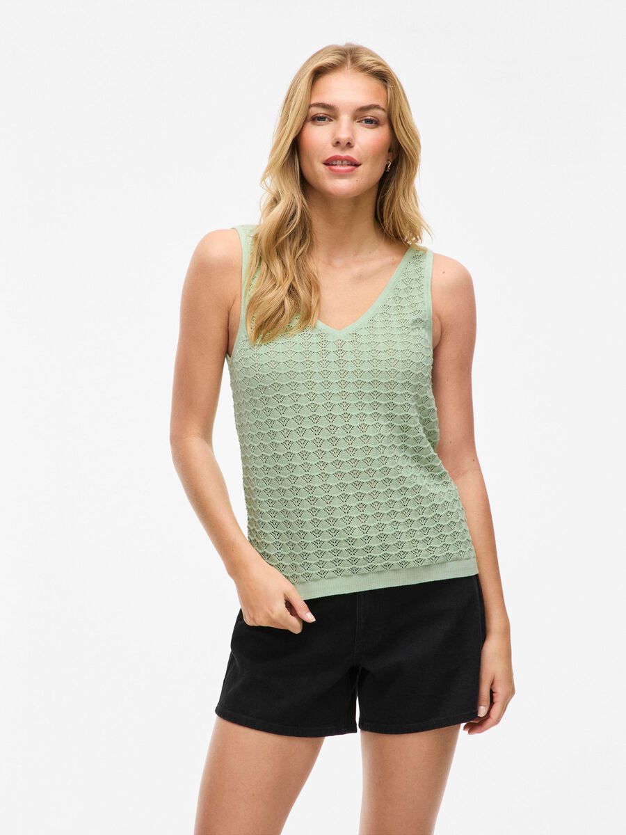 VILA VIVUA SLEEVELESS KNITTED TOP, Silt Green, highres - 14111968_SiltGreen_003.jpg