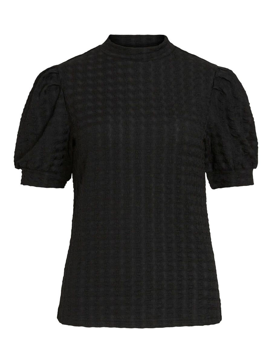 VILA VIRIK HIGH NECK SHORT SLEEVED TOP, Black, highres - 14112659_Black_001.jpg