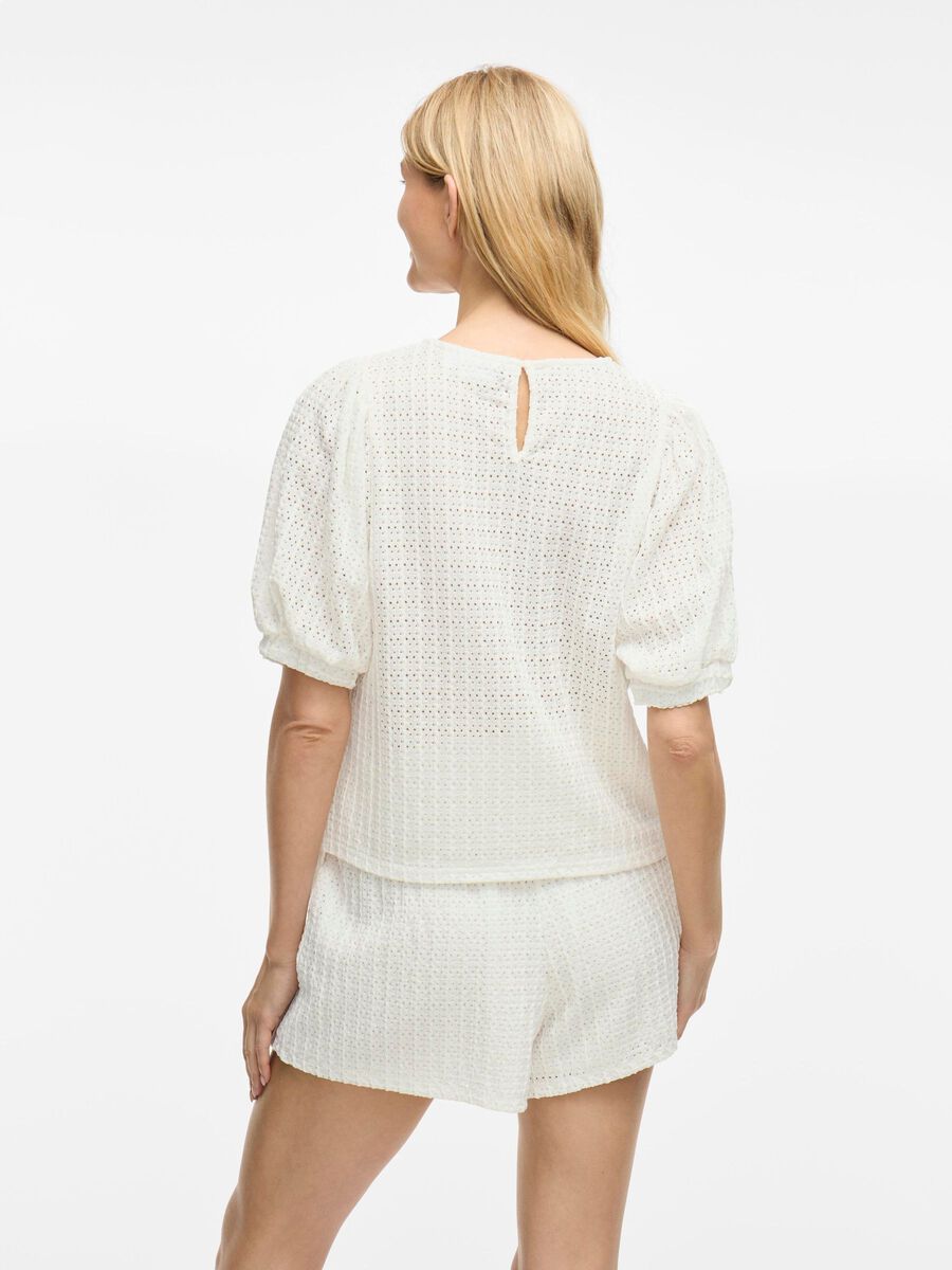 VILA VIMINERA ROUND NECK SHORT SLEEVED TOP, Snow White, highres - 14106721_SnowWhite_004.jpg