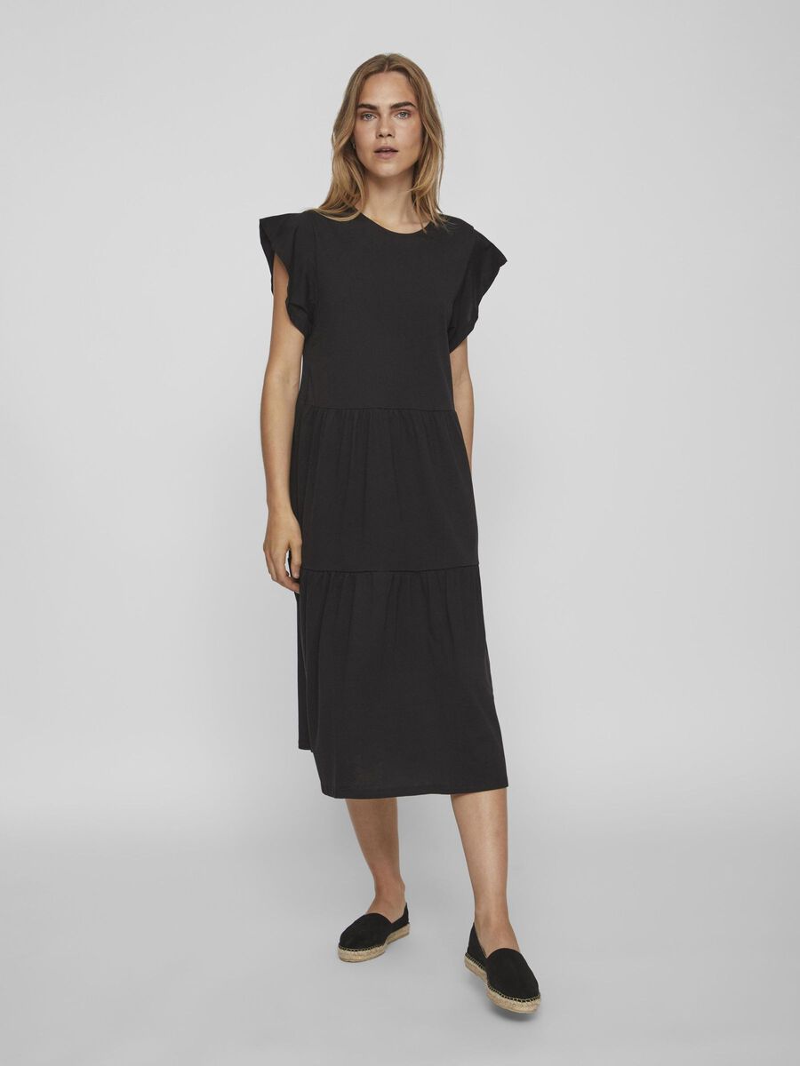 VILA SHORT SLEEVE MIDI DRESS, Black, highres - 14087542_Black_003.jpg