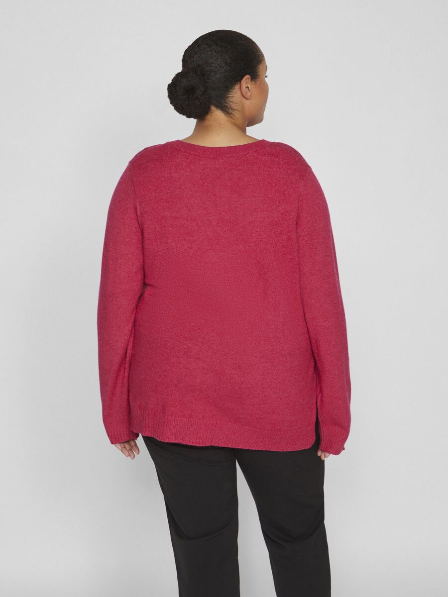 Vila CURVE - COSY KNITTED PULLOVER, Cerise, highres - 14077189_Cerise_1004221_004.jpg