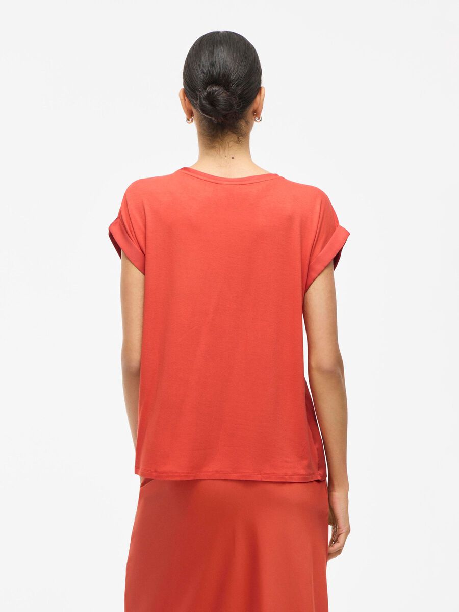 VILA VIELLETTE SHORT SLEEVED TOP, Paprika, highres - 14059563_Paprika_004.jpg