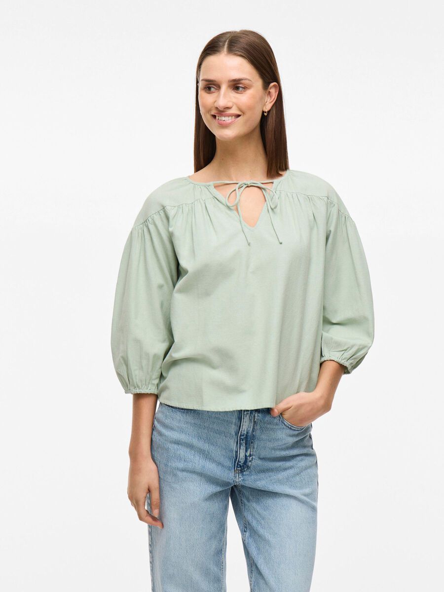 VILA V-HALS TOP MET 3/4 MOUWEN, Silt Green, highres - 14104795_SiltGreen_003.jpg