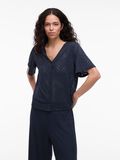 VILA VIDELAIA V-NECK SHORT SLEEVED SHIRT, Navy Blazer, highres - 14106624_NavyBlazer_003.jpg