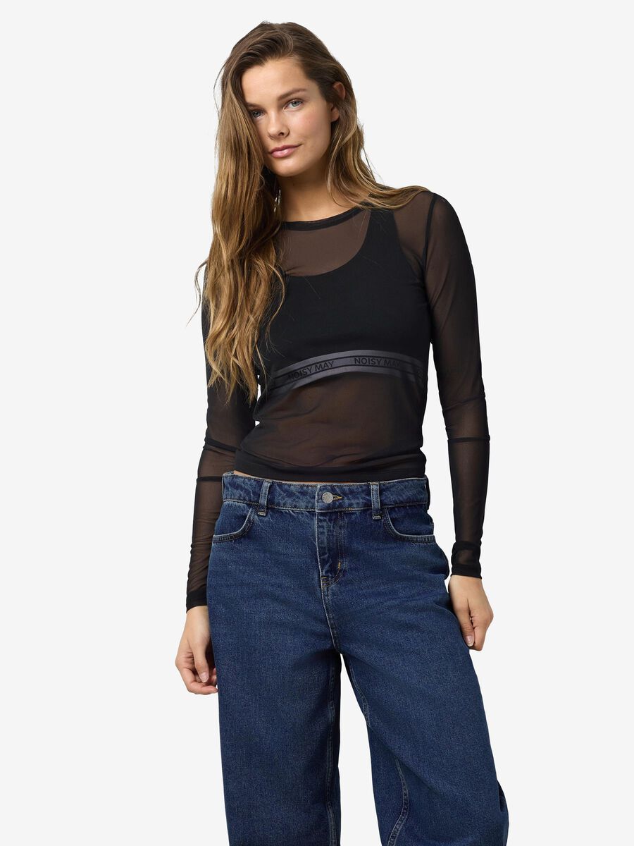 Noisy May LONG SLEEVED MESH TOP, Black, highres - 27023338_Black_003.jpg