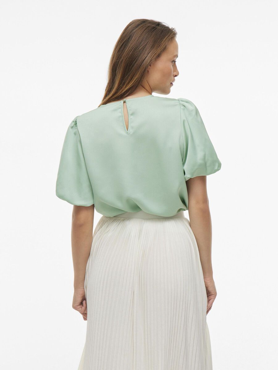 VILA VIELLETTE RONDE HALS TOP MET KORTE MOUWEN, Silt Green, highres - 14107986_SiltGreen_004.jpg