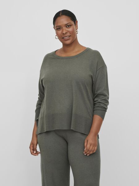 Vila CURVE - RELAXED KNITTED PULLOVER, Laurel Wreath, highres - 14075719_LaurelWreath_943934_003.jpg