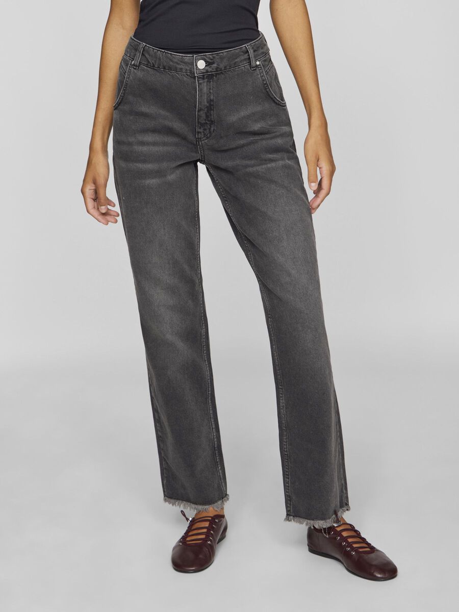 VILA REGULAR WAIST STRAIGHT FIT JEANS, Black Denim, highres - 14099718_BlackDenim_1154136_003.jpg