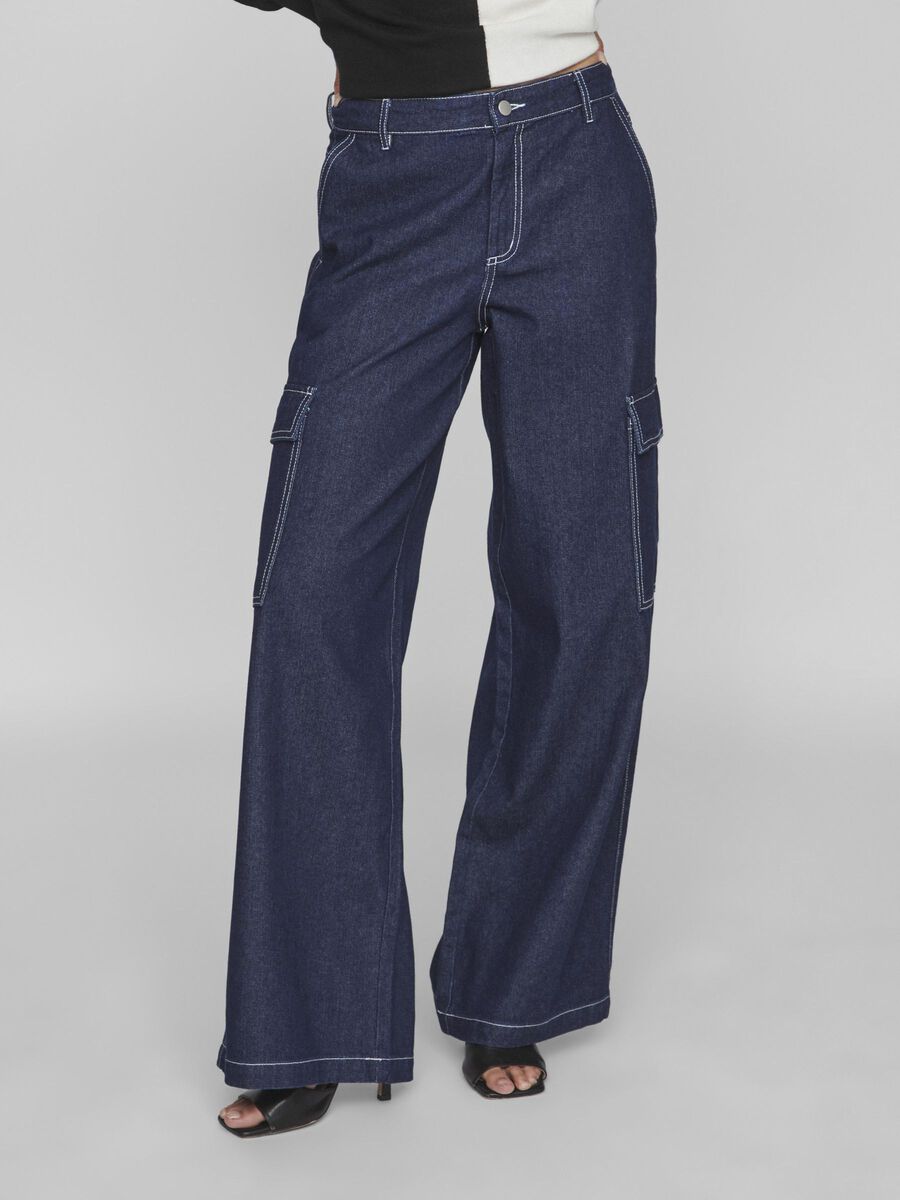 Vila REISITASKUMALLI WIDE FIT -FARKUT, Dark Blue Denim, highres - 14092034_DarkBlueDenim_003.jpg