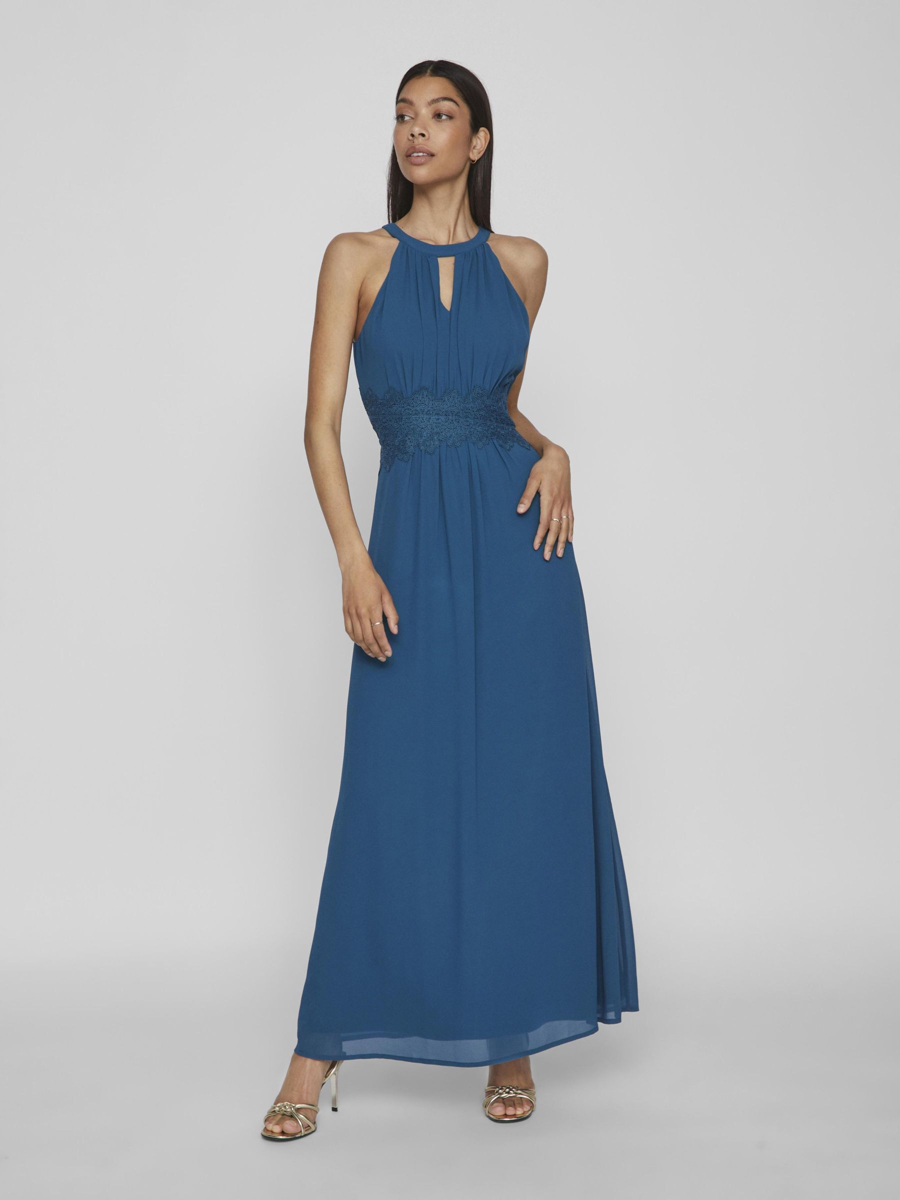 Halter pleated store waisted maxi dress
