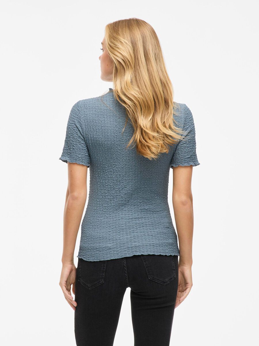 VILA VIMALMEN HIGH NECK SHORT SLEEVED TOP, Coronet Blue, highres - 14112683_CoronetBlue_004.jpg