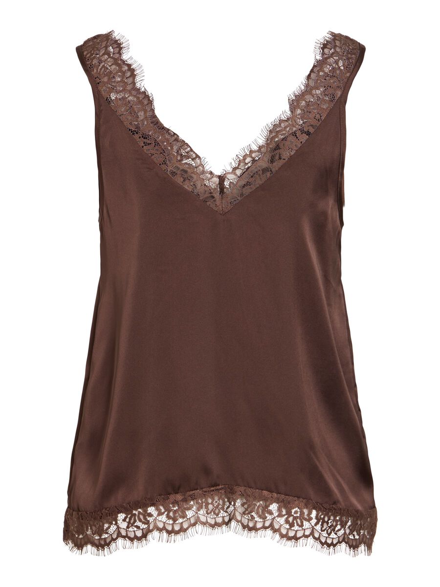 Carousel image - VISOFIE V-NECK SLEEVELESS TOP, Coffee Bean | 7