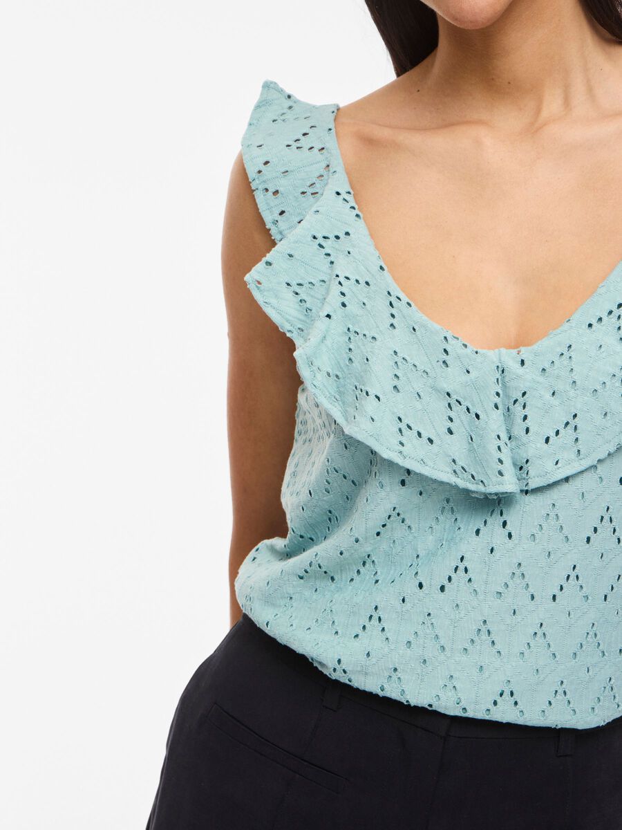 Carousel image - VIAMALINA V-HALS MOUWLOZE TOP, Blue Surf | 3