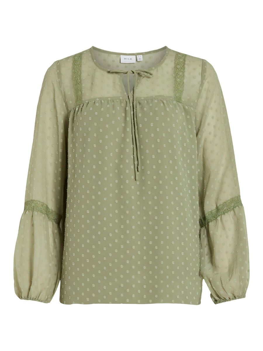 VILA VIEDEE DETAILED LONG SLEEVED BLOUSE, Oil Green, highres - 14079577_OilGreen_001.jpg