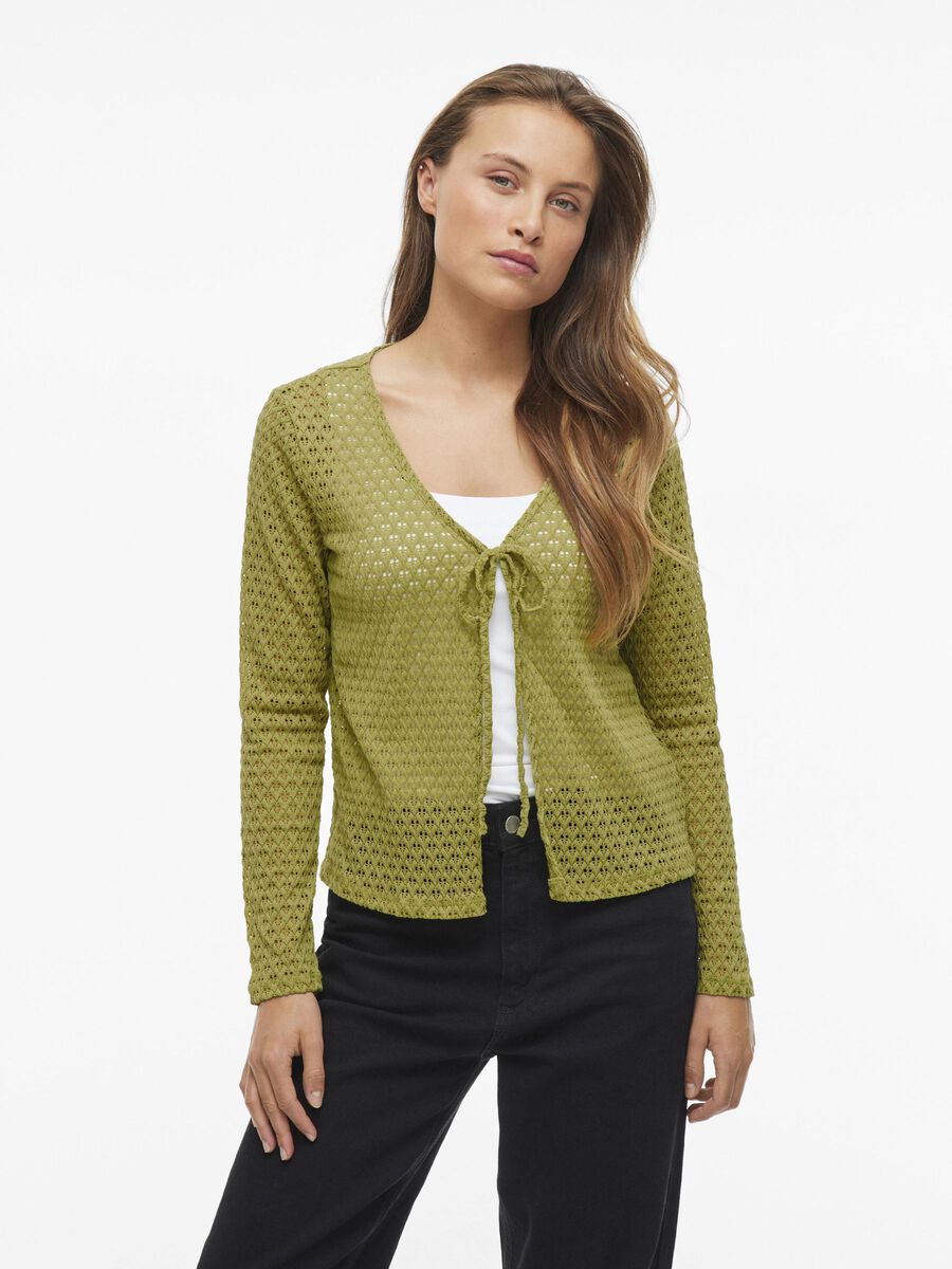 VILA V-AUSSCHNITT STRICKJACKE, Sage, highres - 14104210_Sage_003.jpg