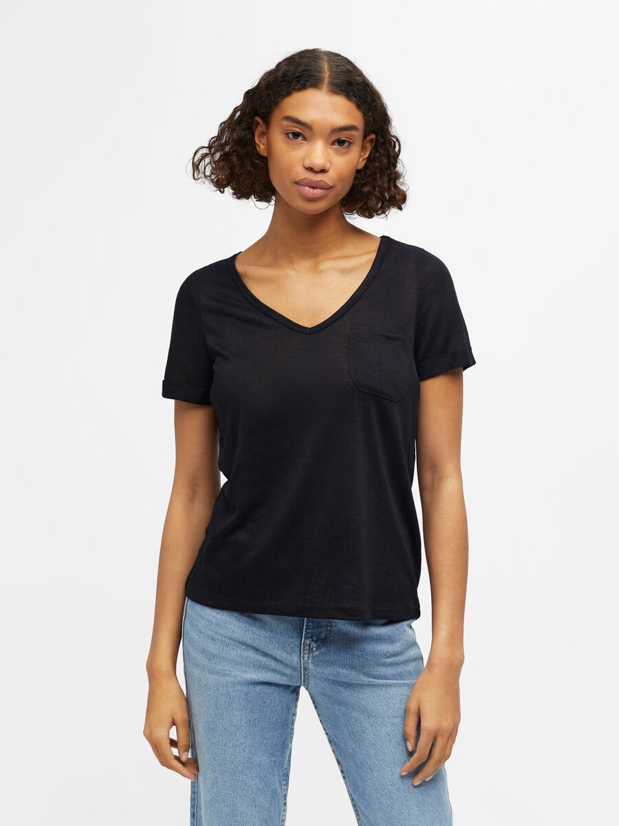 OBJECT V-HALS T-SHIRT, Black, highres - 23023816_Black_003.jpg