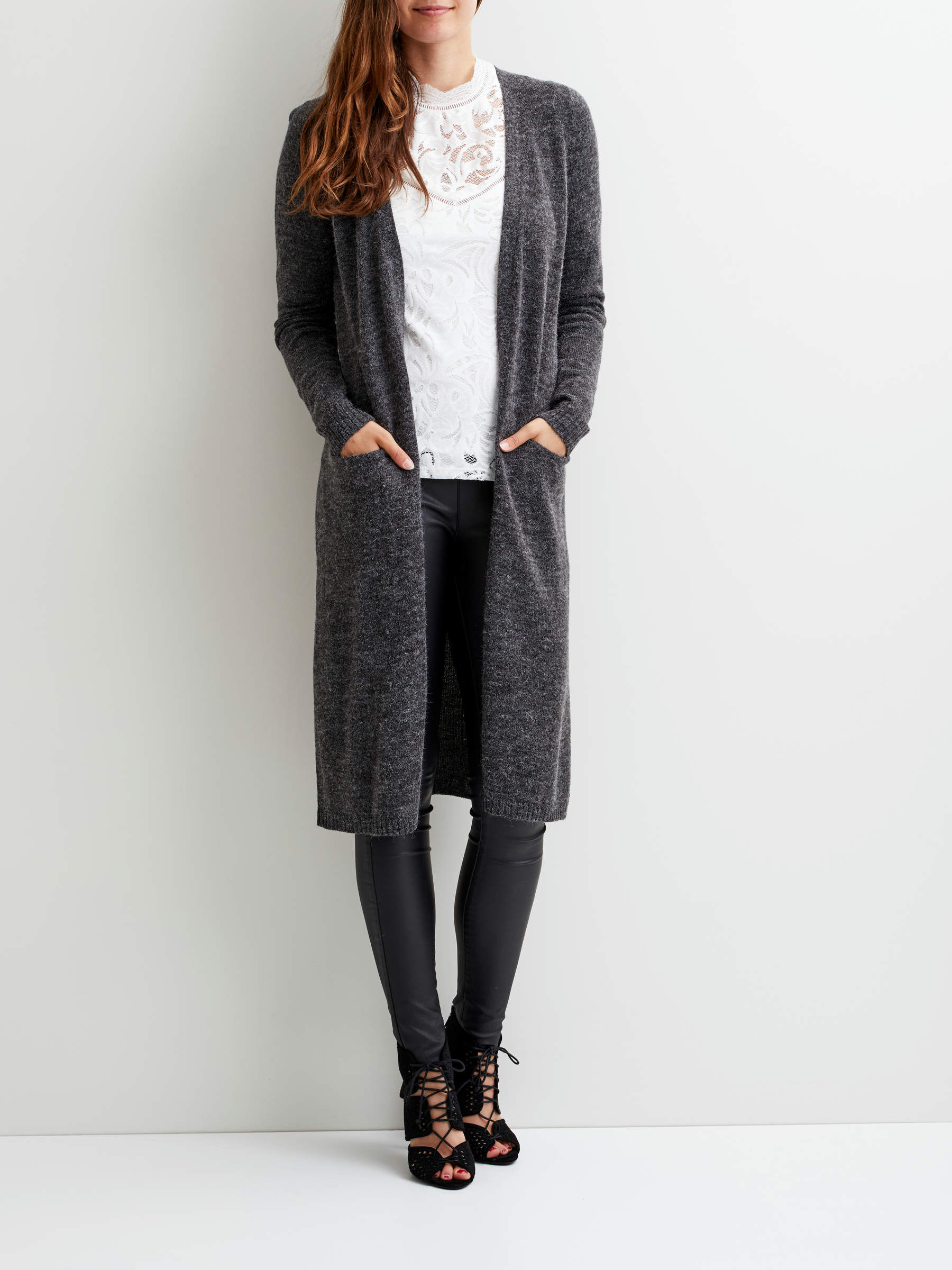 LONG KNIT CARDIGAN Grey VILA