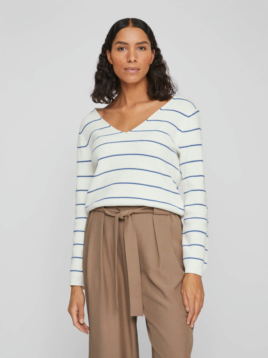 Vila STRIPED KNITTED PULLOVER, White Alyssum, highres - 14081497_WhiteAlyssum_989104_003.jpg