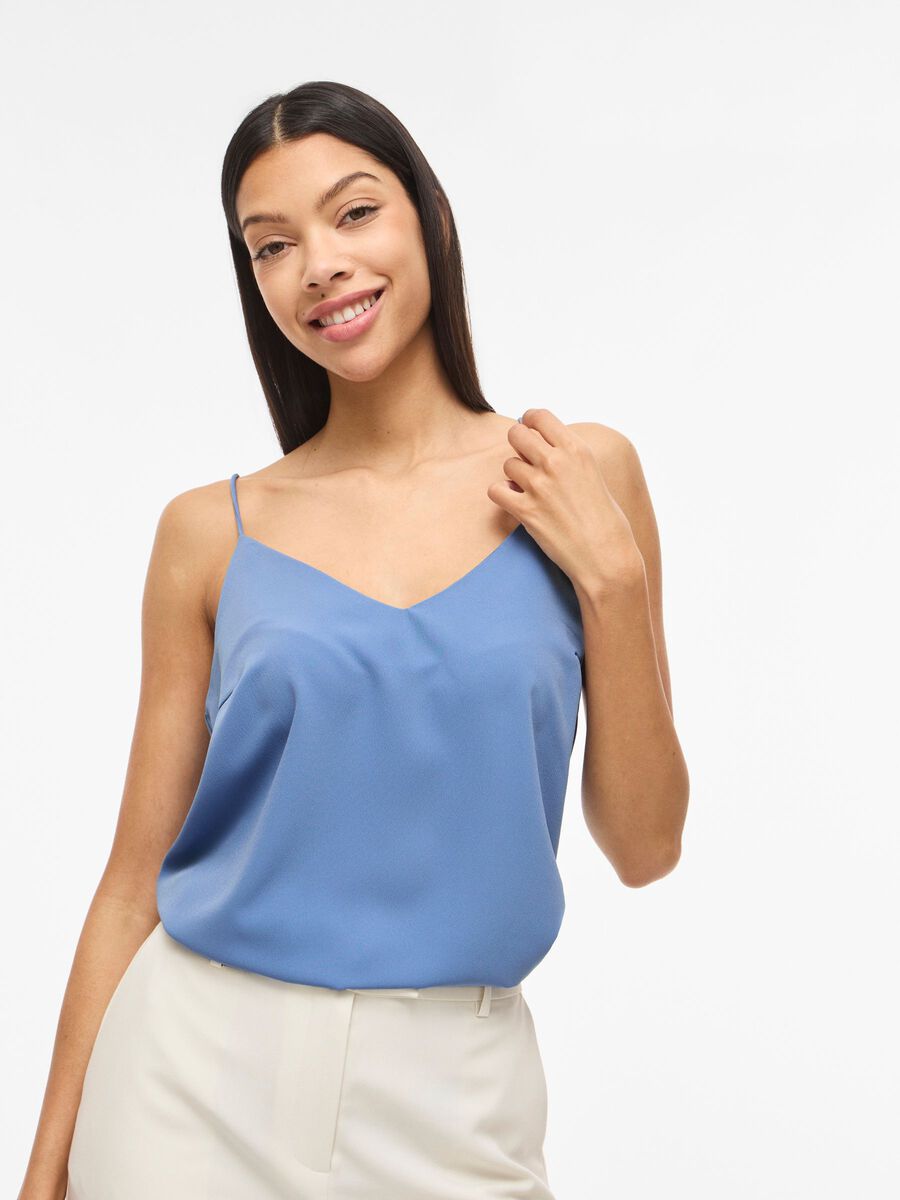 Carousel image - VIMATHILDE, CUELLO EN V TOP DE TIRANTES, Coronet Blue | 3