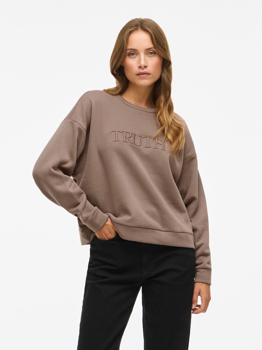 VILA VIELSK ROUND NECK LONG SLEEVED SWEATSHIRT, Brown Lentil, highres - 14114050_BrownLentil_1256097_003.jpg