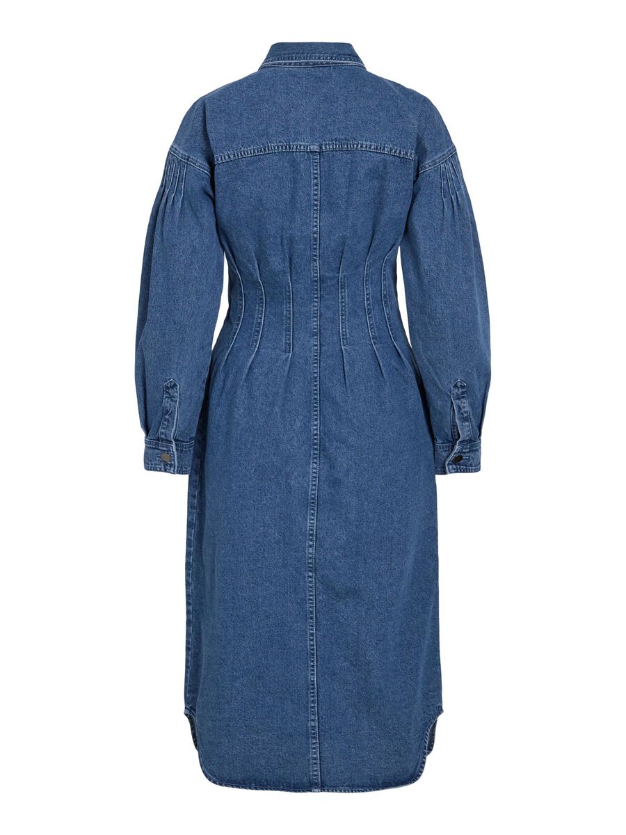 VILA MI-LONGUE ROBE EN JEAN, Dark Blue Denim, highres - 14103303_DarkBlueDenim_002.jpg