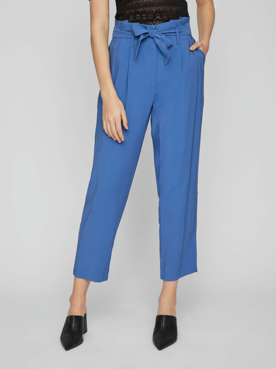 Vila HIGH-WAIST PAPERBAG TROUSERS, Federal Blue, highres - 14079578_FederalBlue_003.jpg