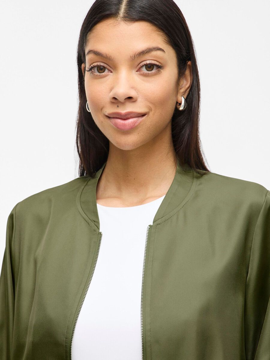 Carousel image - ZIPPER BOMBER JACKET, Oil Green | 3