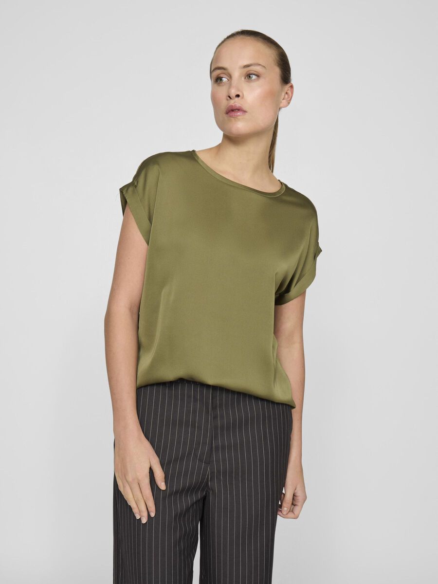 VILA VIELLETTE SHORT SLEEVED TOP, Capulet Olive, highres - 14059563_CapuletOlive_003.jpg