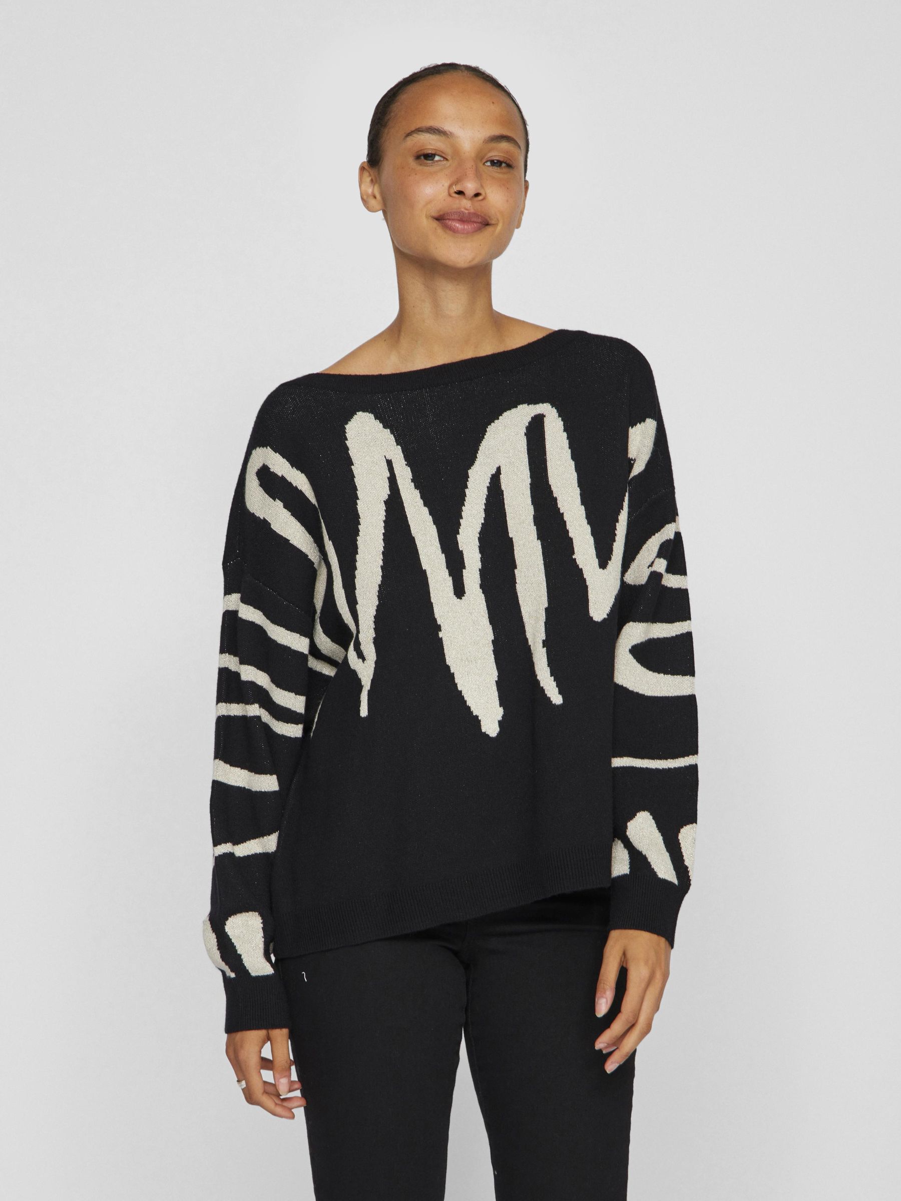 Zwarte trui met boothals hot sale