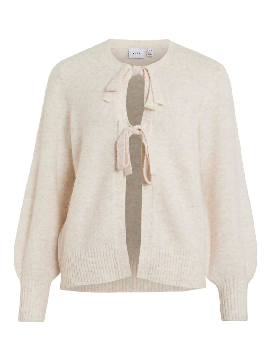 VILA VIELLIE TIE FRONT KNITTED TOP, Super Light Natural Melan, highres - 14104656_SuperLightNaturalMelan_001.jpg