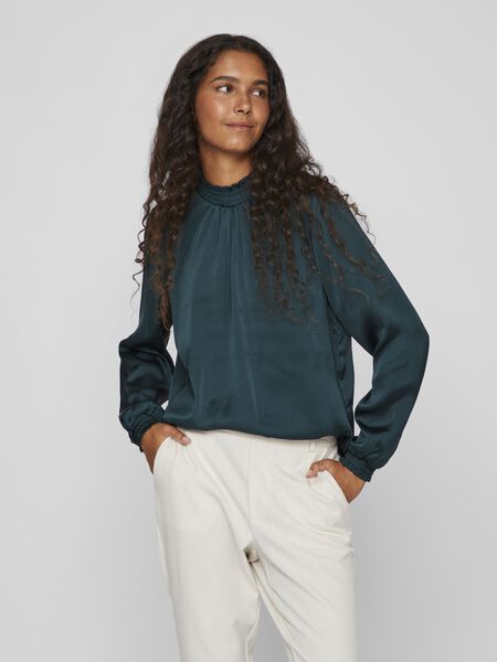 Vila SMOCK NECK LONG SLEEVED BLOUSE, Ponderosa Pine, highres - 14083477_PonderosaPine_003.jpg