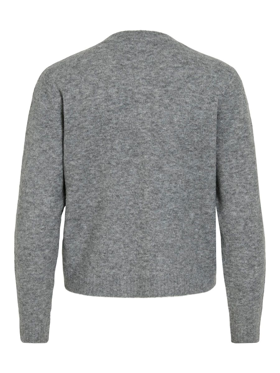Product carousel image - VIBRIANA BOW KNITTED CARDIGAN, Medium Grey Melange | 2