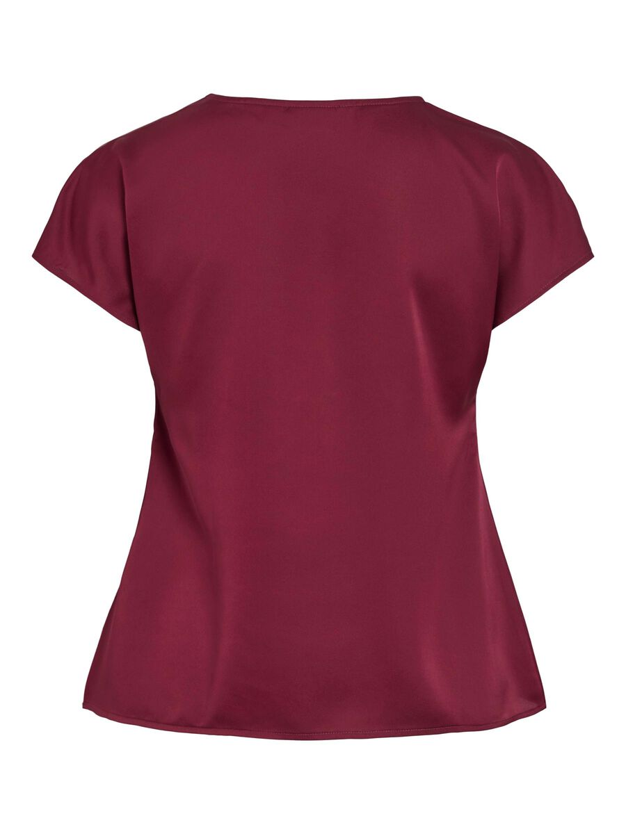 VILA V-NECK SHORT SLEEVED TOP, Cabernet, highres - 14111148_Cabernet_002.jpg