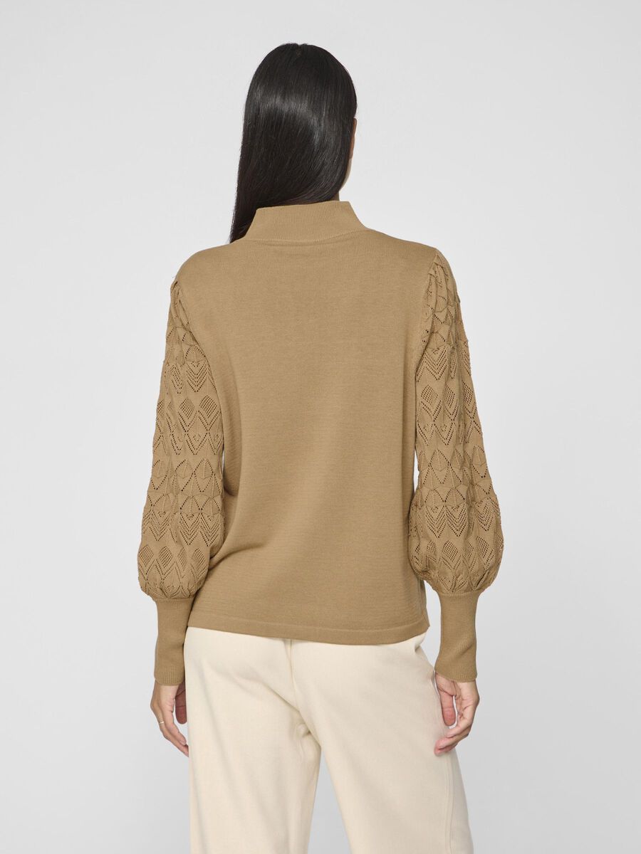 VILA HIGH NECK STRICKPULLOVER, Tannin, highres - 14109865_Tannin_004.jpg