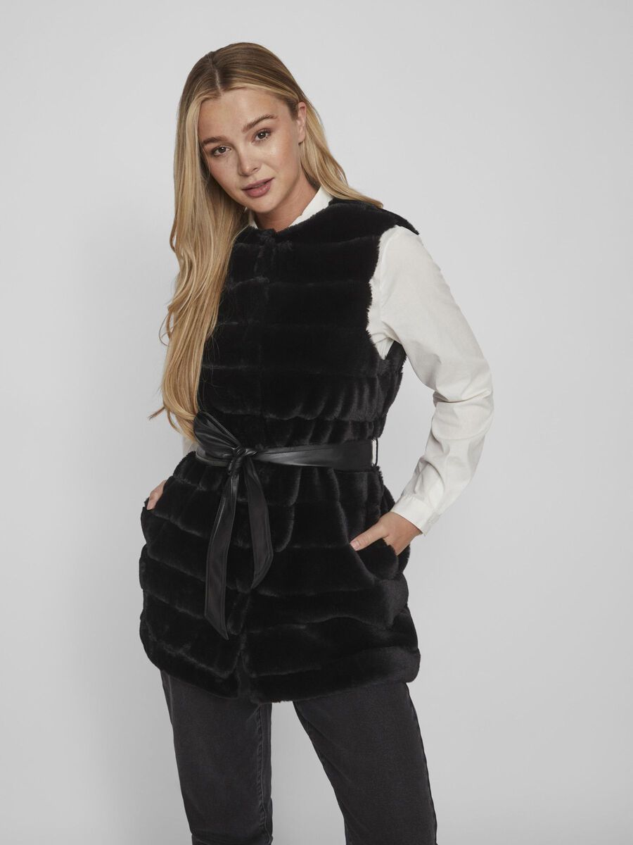 Vila PETITE - FAUX FUR WAISTCOAT, Black, highres - 14093293_Black_003.jpg