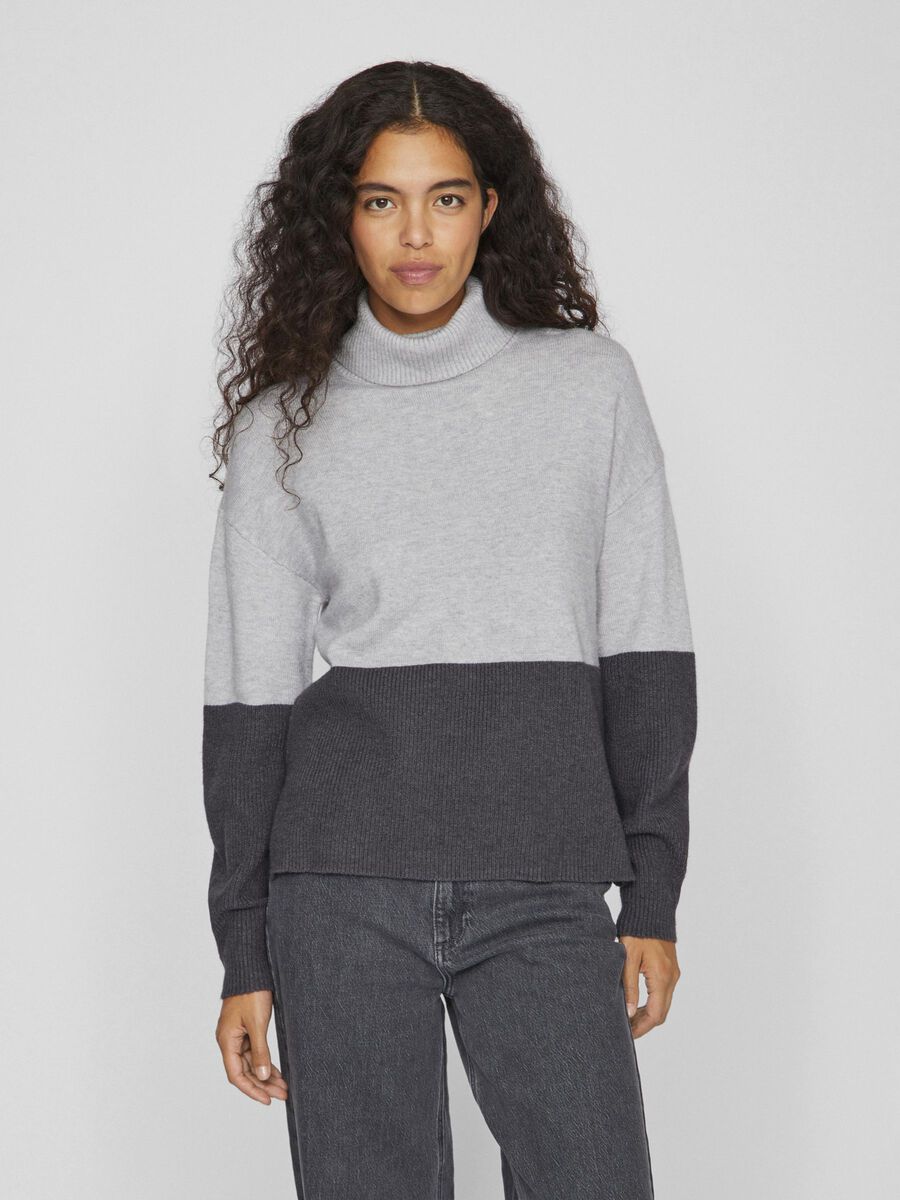 VILA COLOUR BLOCK PULLOVER A MAGLIA, Light Grey Melange, highres - 14084235_LightGreyMelange_1141467_003.jpg