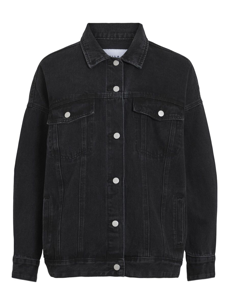 VILA PUUVILLAINEN FARKKUTAKKI, Black Denim, highres - 14109925_BlackDenim_001.jpg