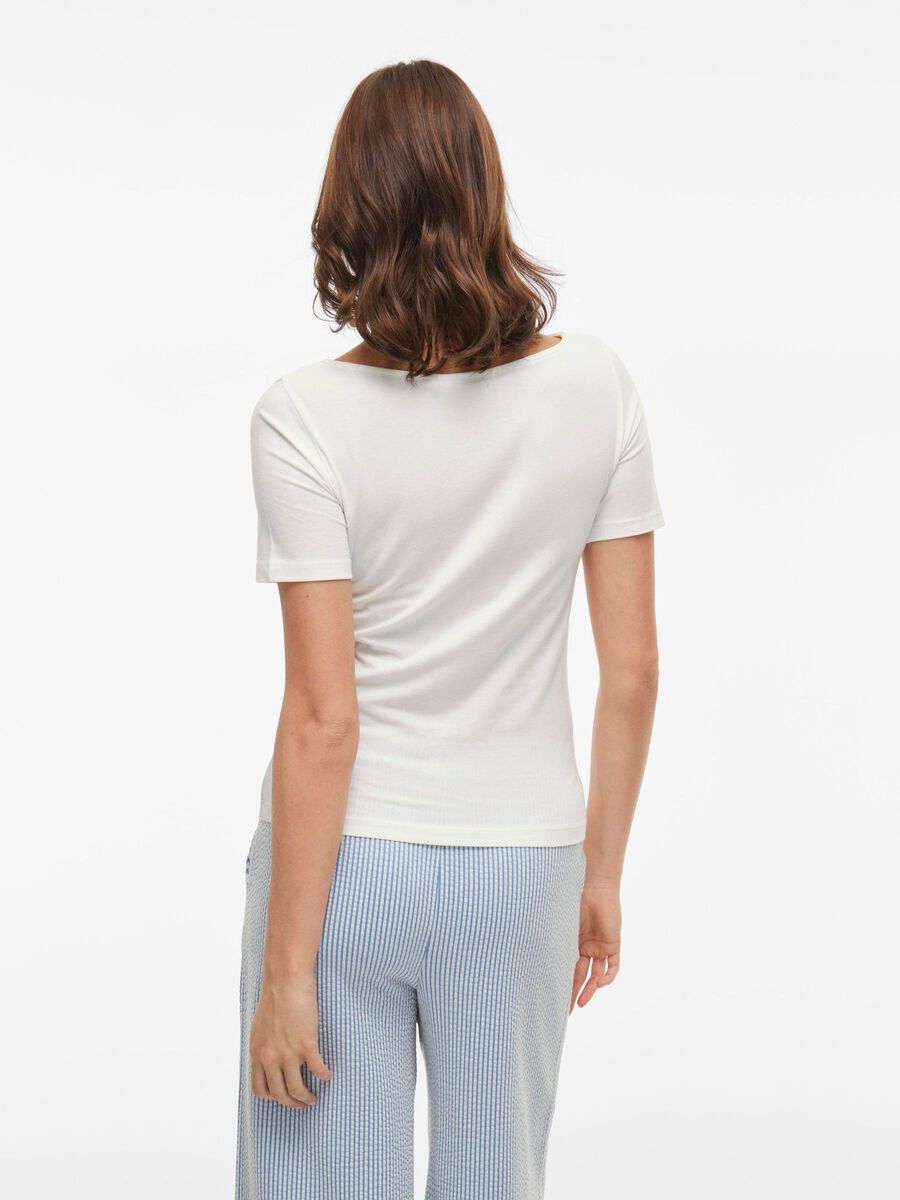 VILA BOATNECK SHORT SLEEVED TOP, Snow White, highres - 14109694_SnowWhite_004.jpg
