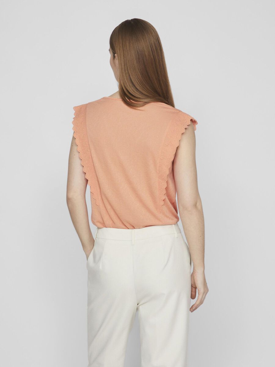 VILA V-NECK SLEEVELESS TOP, Shell Coral, highres - 14095587_ShellCoral_004.jpg