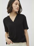 Vila SHORT SLEEVED SPLIT NECK TOP, Black, highres - 14075758_Black_007.jpg