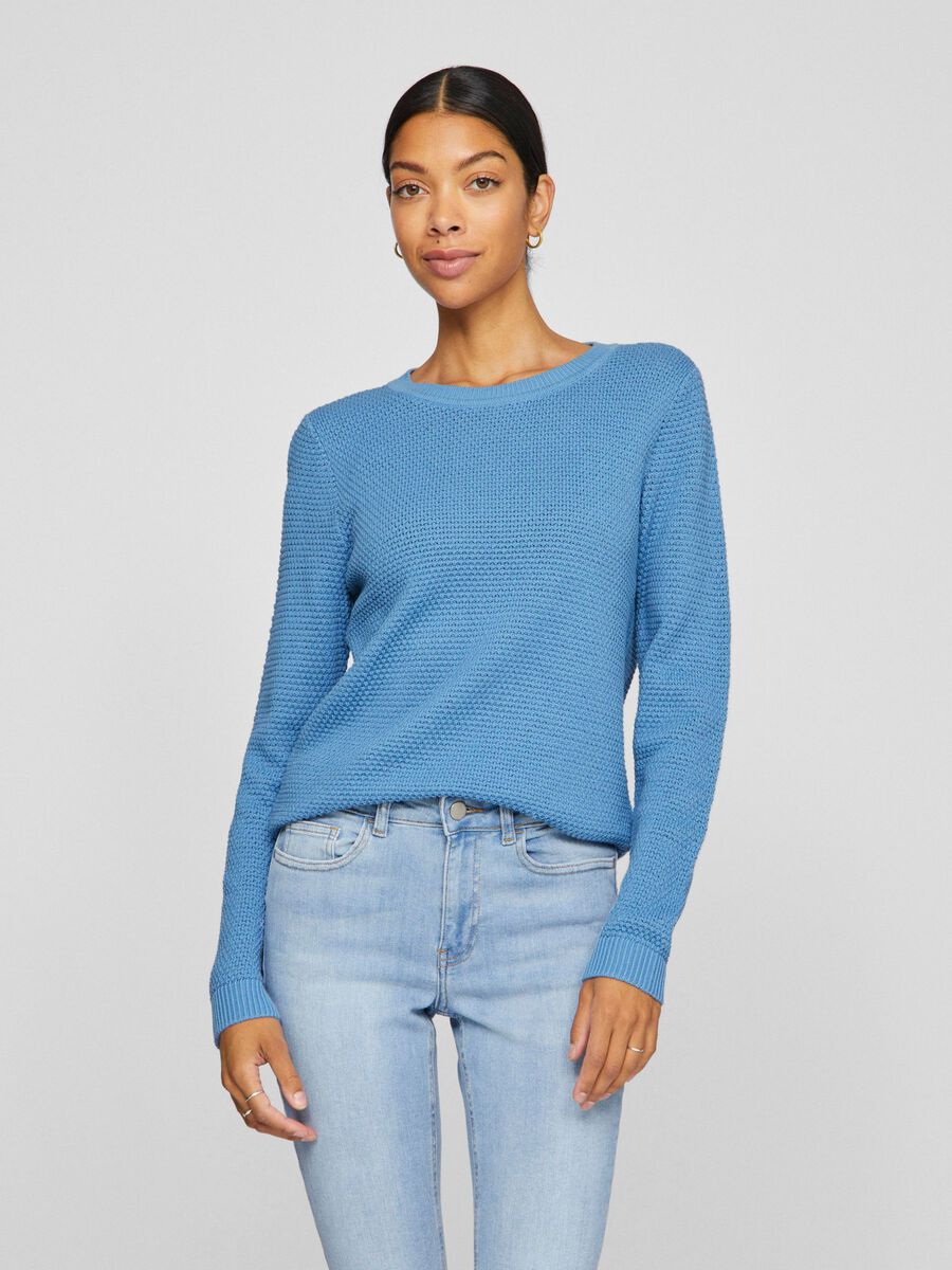 VILA VIDALO - BASIQUE PULL EN MAILLE, Blissful Blue, highres - 14082767_BlissfulBlue_003.jpg