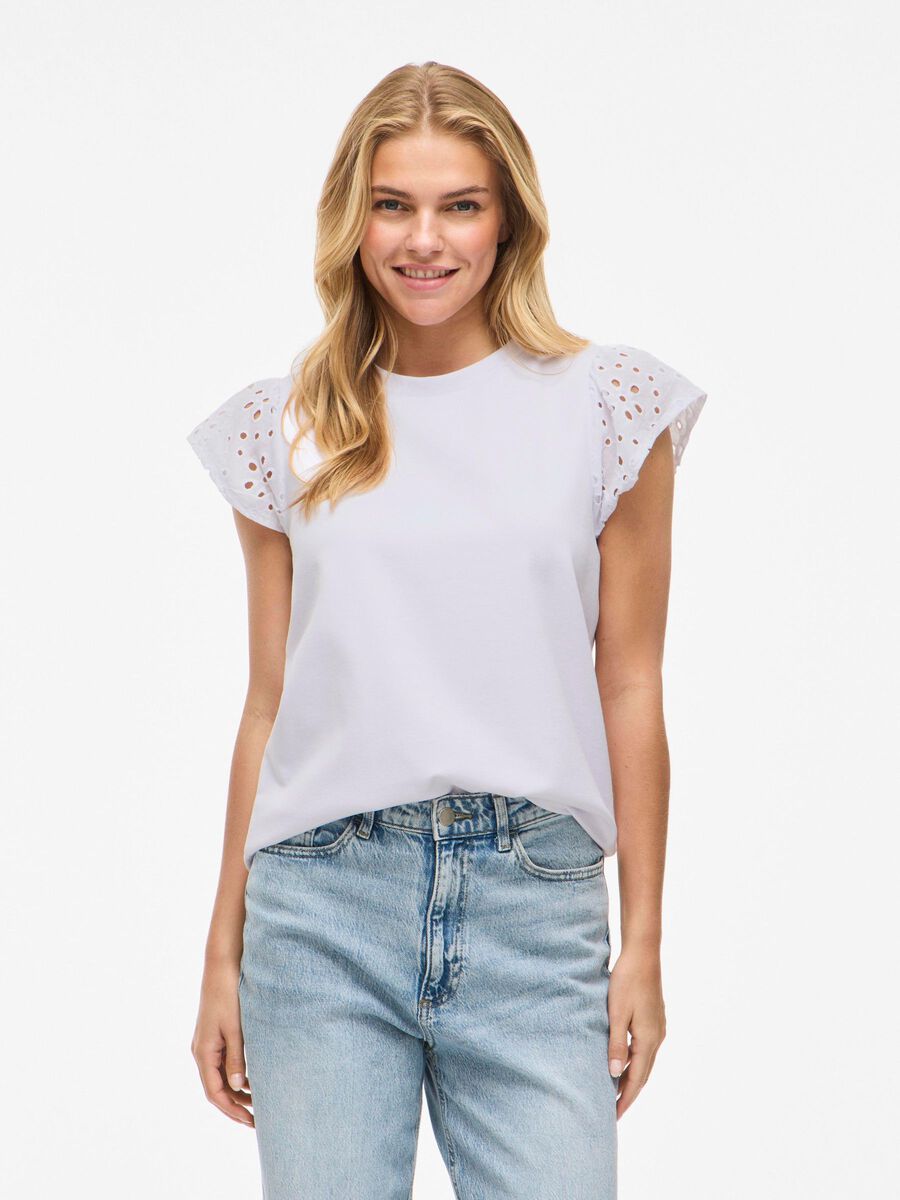 VILA ROUND NECK SHORT SLEEVED TOP, Bright White, highres - 14107292_BrightWhite_003.jpg