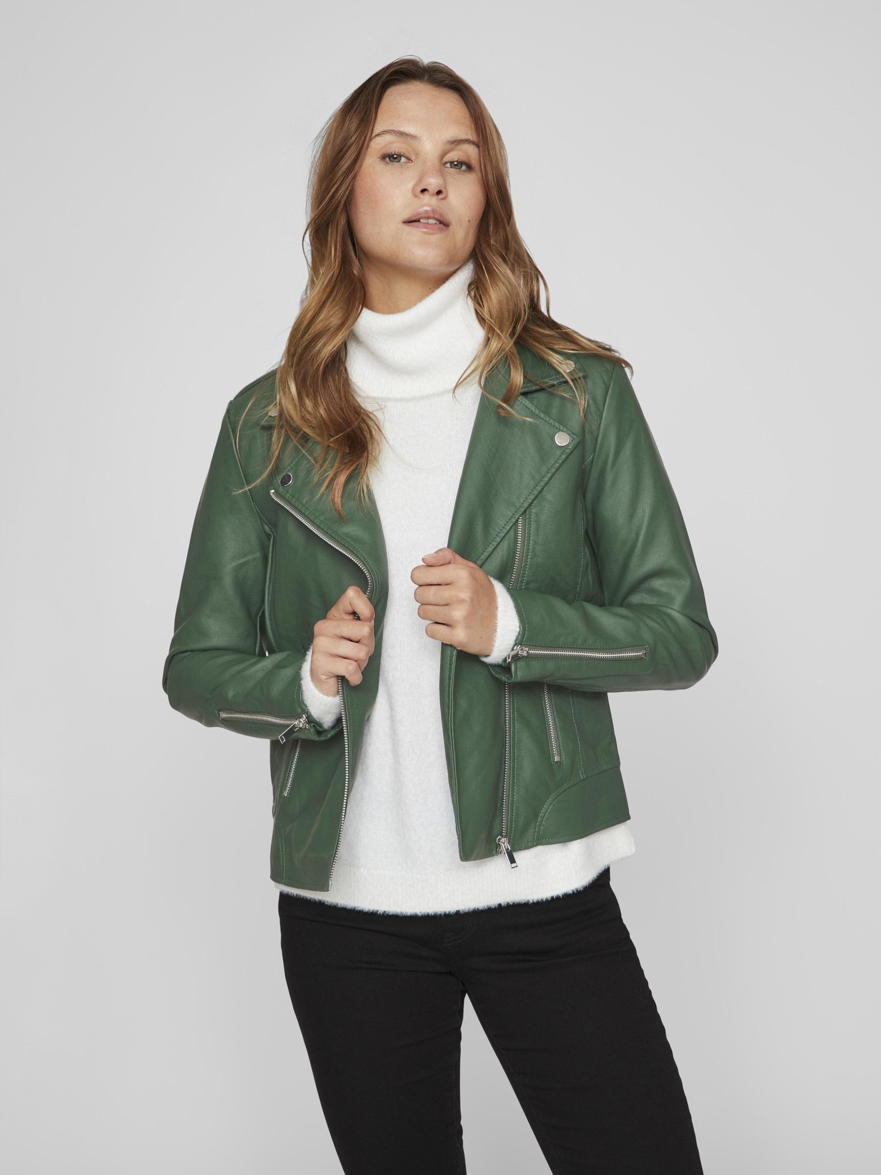 BIKER LOOK COATED JACKET Green VILA