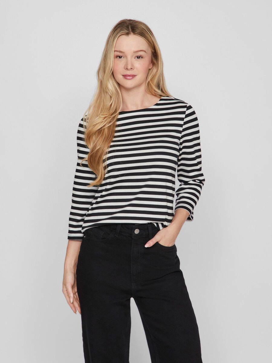 VILA 3/4 SLEEVED ROUND NECK TOP, Black Beauty, highres - 14104202_BlackBeauty_1162734_003.jpg