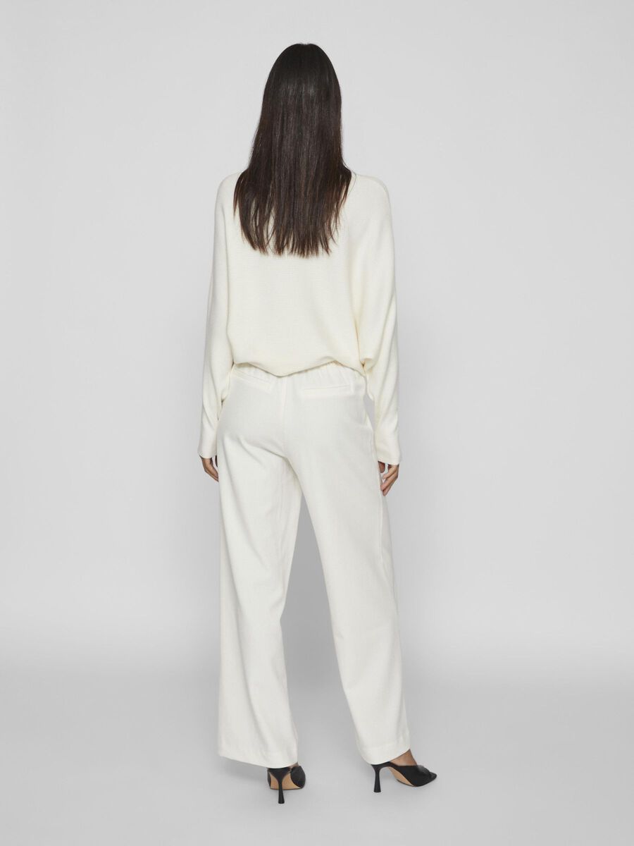 Vila HIGH WAIST WIDE-LEG TROUSERS, Egret, highres - 14087407_Egret_004.jpg