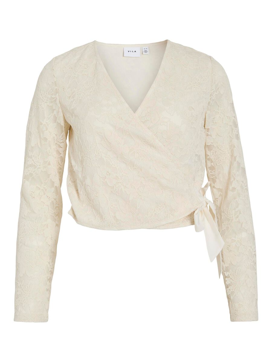 VILA VILACEY LACE WRAP TOP, Birch, highres - 14113041_Birch_001.jpg