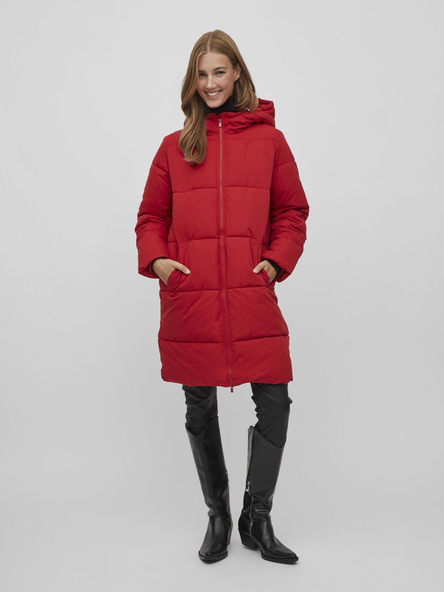Vila HOODED PUFFER CAPPOTTO, Pompeian Red, highres - 14079826_PompeianRed_003.jpg
