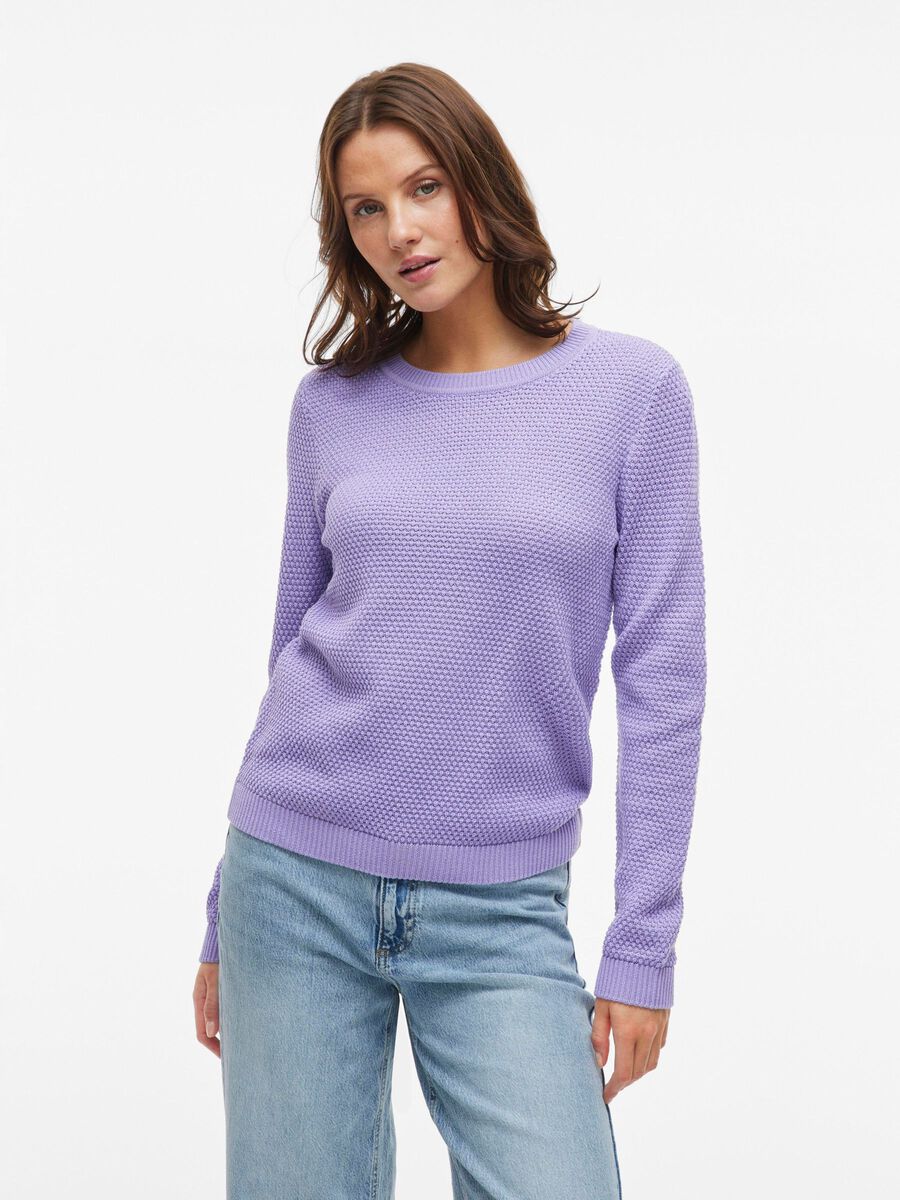 VILA VIDALO BASIC KNITTED PULLOVER, Violet Tulip, highres - 14082767_VioletTulip_003.jpg