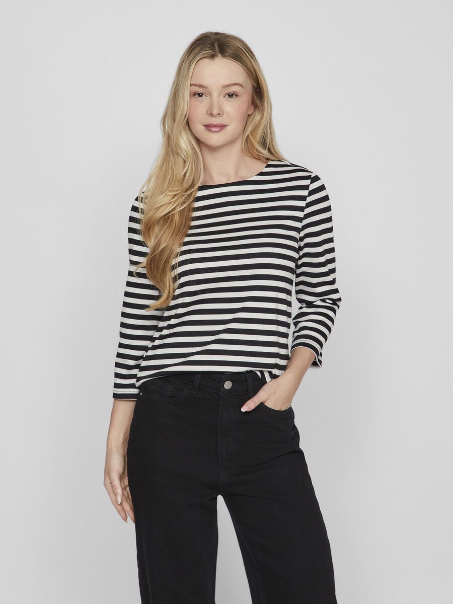 VILA 3/4 SLEEVED ROUND NECK TOP, Black Beauty, highres - 14104202_BlackBeauty_1162734_003.jpg