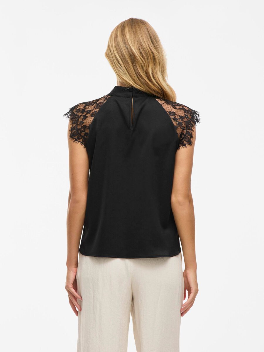VILA VISIMPLY LACE SHORT SLEEVED TOP, Black, highres - 14112695_Black_004.jpg